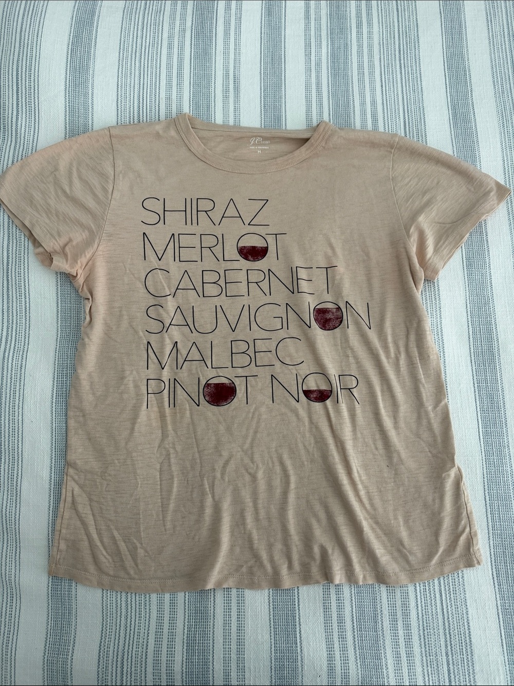 J. Crew Short Sleeve Tee with Wine-Text Graphic